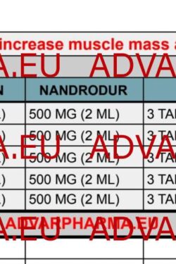 Pharmacological cycle to increase muscle mass and volumes (4-5 weeks)